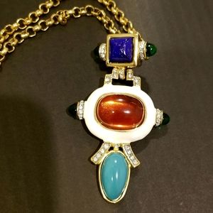 Kenneth Jay Lane Art Deco Cabochon pendant necklace